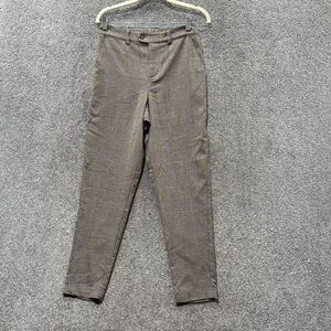Garnet Hill Trouser Pants Women 2 Glen Plaid High Rise Slim Leg‎ Ankle Slacks